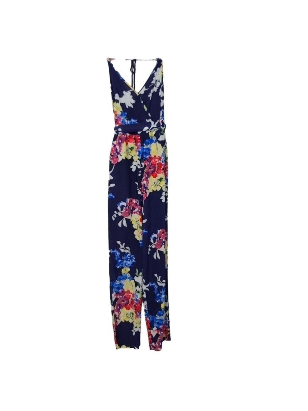 Yumi Kim Floral Silk Belted V Neck Sleeveless Jumpsuit XS